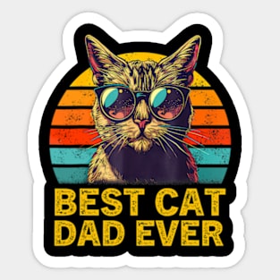 Retro Best Cat Dad Ever Shirt Funny Cat Dad Men Fathers Day Sticker